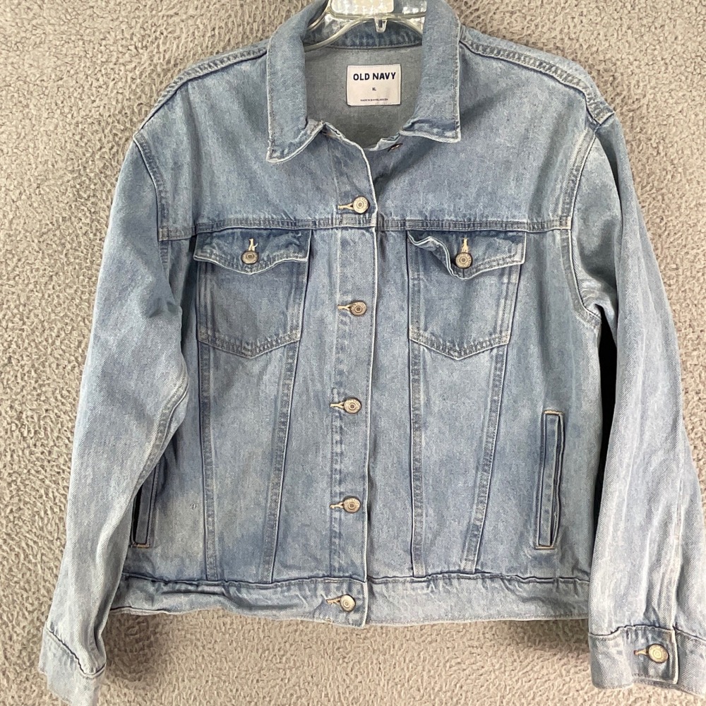 Old Navy Denim Jacket Womens XL Light Wash Cotton Trucker Classic 90s Y2K Vibe